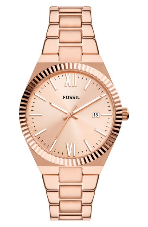 Fossil Women's Scarlette Three-Hand Date Rose Gold-Tone Stainless Steel Watch