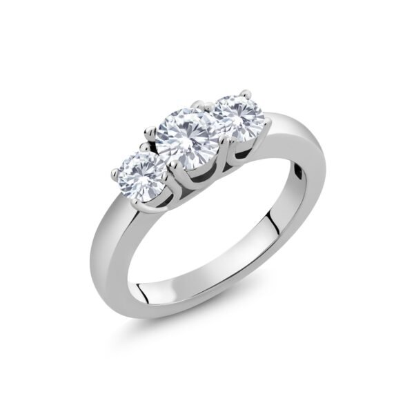 Gem Stone King Moissanite 3-Stone Engagement Ring, Sterling Silver