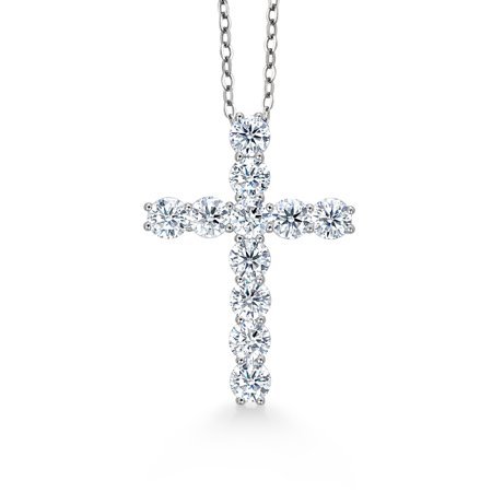 Gem Stone King Moissanite Cross Necklace