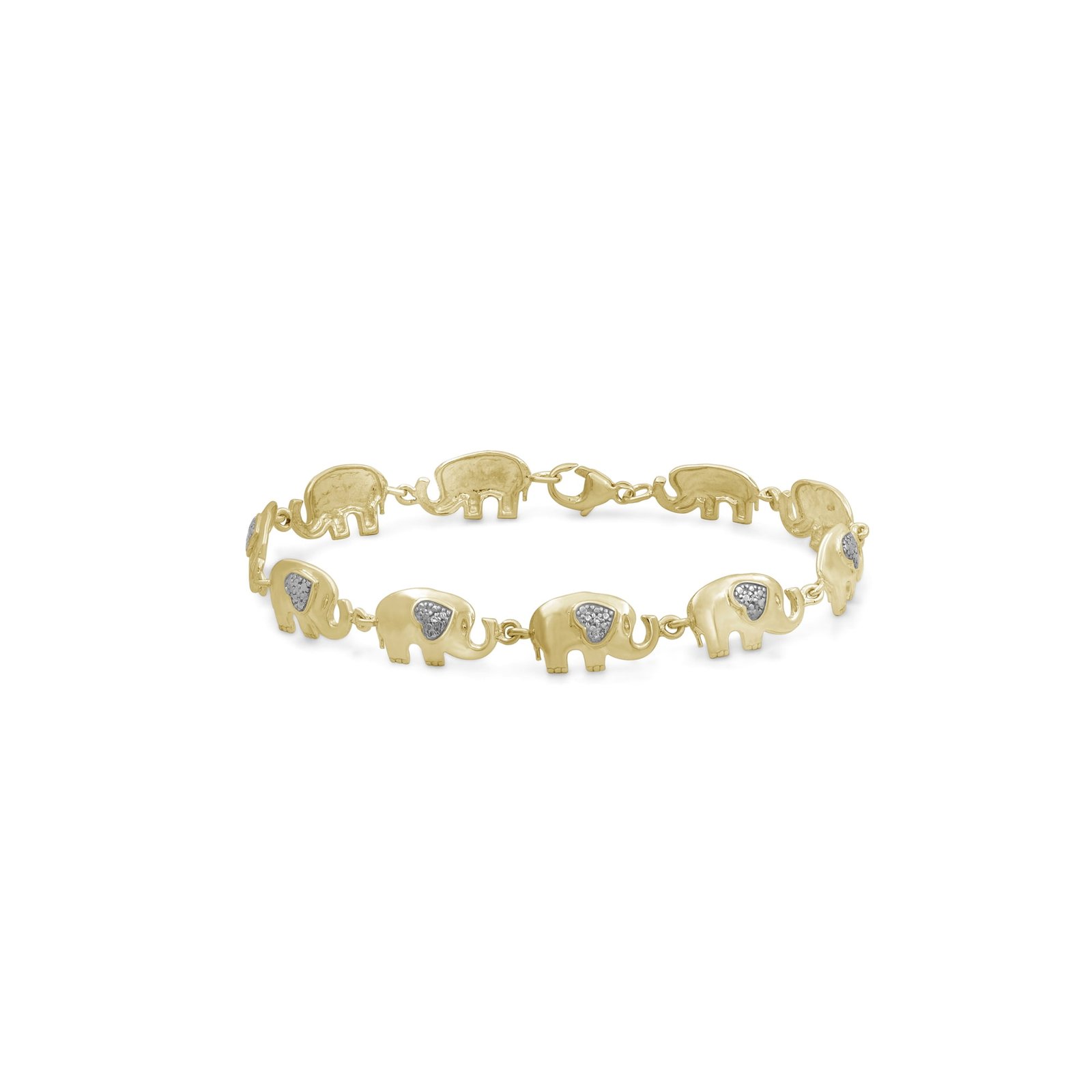 JewelExcess Sterling Silver Elephant Bracelet with White Diamonds