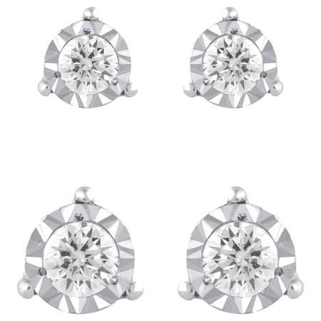 Jewelili Made For You Stud Earrings Two Pairs Jewelry Set Sterling Silver Lab Gr