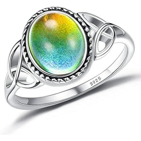 Jstyle 1 pc 925 Sterling Silver Mood Ring for Women Vintage Celtic Knot Rings Jewelry 18K