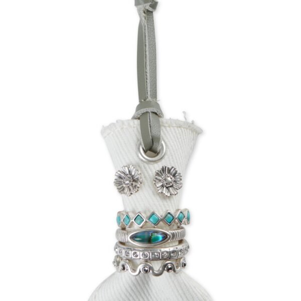 Lucky Brand 5-Piece Crystal Ring and Stud Earring Set, Silver-Tone