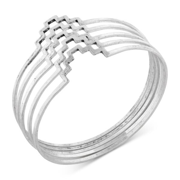 Lucky Brand Geometric Silver-Tone Bangle Bracelet Set