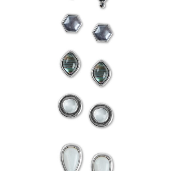 Lucky Brand Geometric Stud Earrings Silver-Tone 5-Piece Set