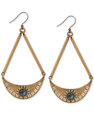 Lucky Brand Gold-Tone Abalone-Look Crescent Drop Earrings