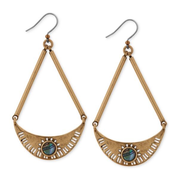 Lucky Brand Gold-Tone Abalone-Look Crescent Drop Earrings