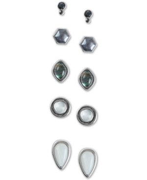 Lucky Brand Silver-Tone 5-Pc. Set Geometric Stud Earrings
