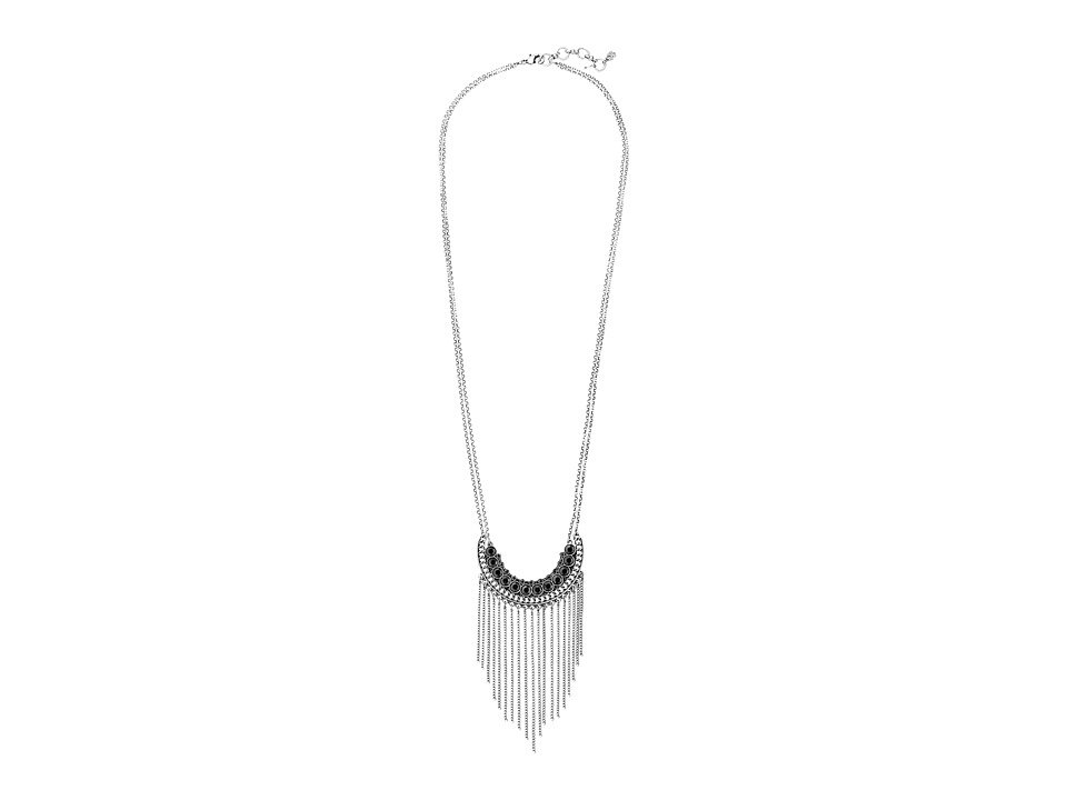 Lucky Brand Silver-Tone Crystal Fringe Bib Necklace