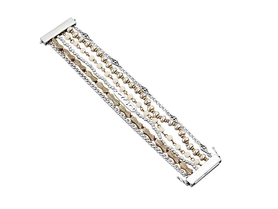 Lucky Brand Six-Strand Chain and Bead Bracelet, Two-Tone with White Beads - view 2