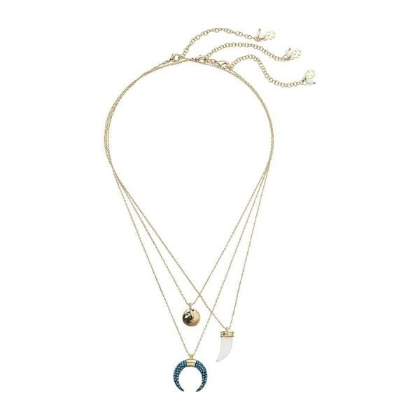 Lucky Brand Tusk And Stone Necklace Set Gold