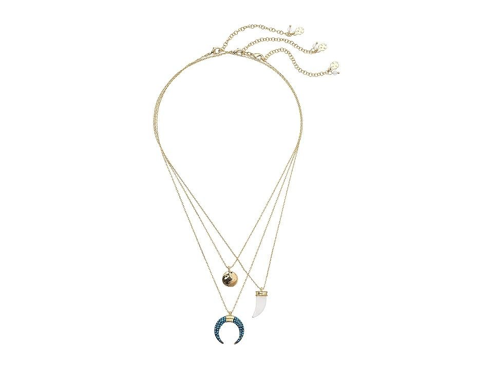 Lucky Brand Tusk And Stone Necklace Set Gold