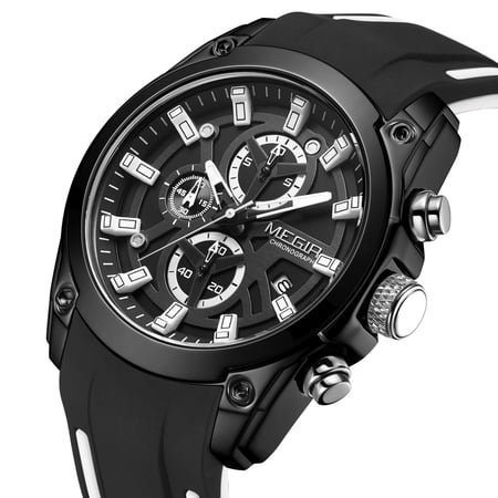 MEGIR Men's Watches Sports Wristwatch Luminous Date Quartz Chronograph Si