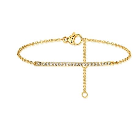 MEVECCO 14k Gold Plated Dainty Simple Length Diamond Bracelet Jewelry for Women and Men