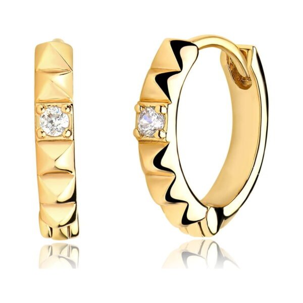 Mevecco 14K Gold Plated Diamond-Cut Huggie Hoop Earrings