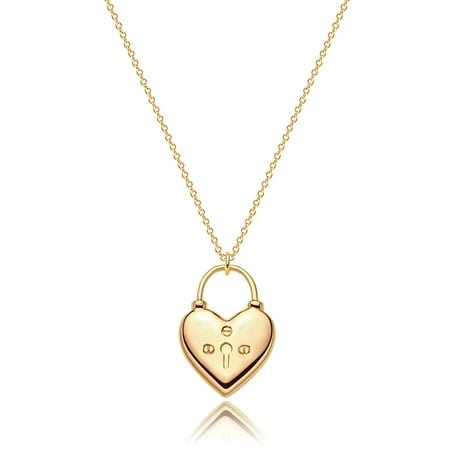 MEVECCO 18K Gold Plated Dainty Padlock Pendant Lock Necklace for Women Jewelry G
