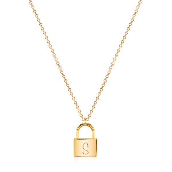 Mevecco 18K Gold Plated Initial Padlock Pendant Necklace