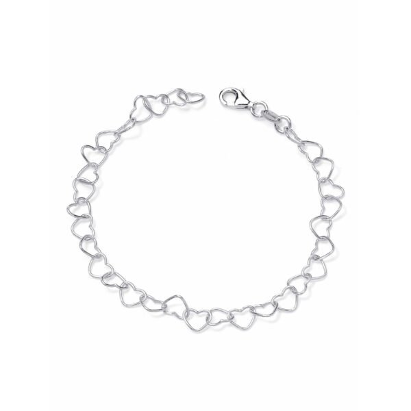PalmBeach Jewelry Sterling Silver Heart Link Ankle Bracelet