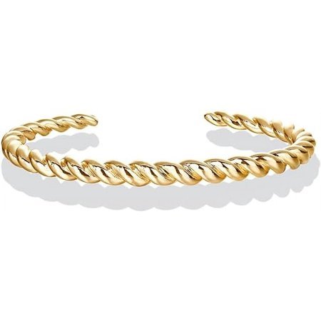 PAVOI 14K Yellow Gold Plated Twisted Chunky Bangle Bracelet