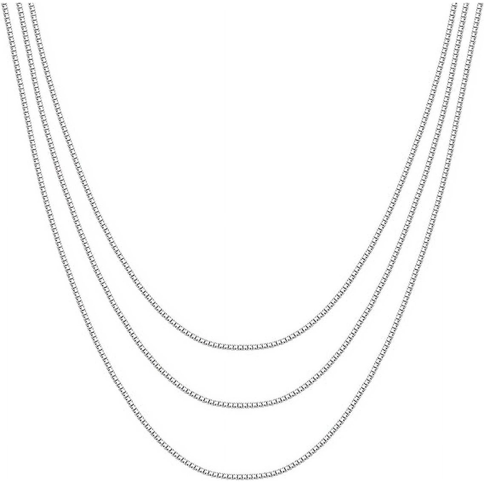PAVOI 21C-N03 Polished Sterling Silver Box Chain Necklace