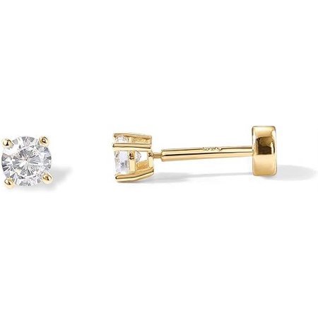 PAVOI Crystal Stud Earrings Clear Cubic Zirconia Yellow Gold Plated 925 Sterling Silver Post