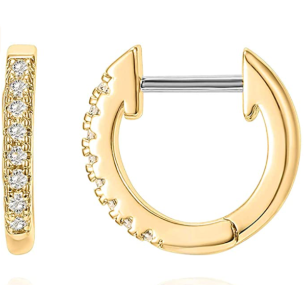 PAVOI Cubic Zirconia Huggie Cuff Earrings, 14K Gold Plated