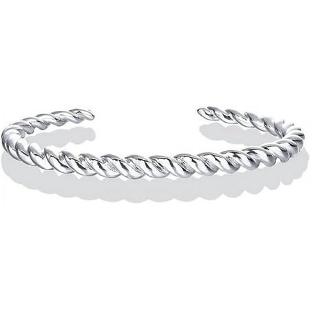 PAVOI Rhodium Plated Twisted Chunky Bangle Bracelet