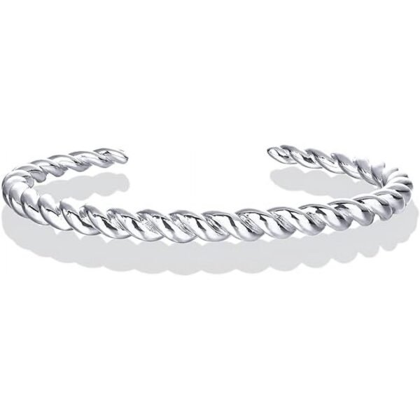 PAVOI Rhodium-Plated Twisted Chunky Bangle Bracelet, 7-Inch