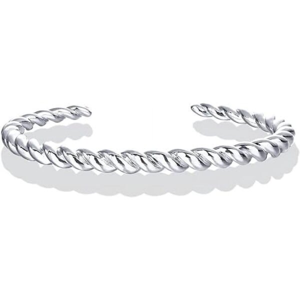 PAVOI Rhodium Plated Twisted Chunky Bangle Bracelet