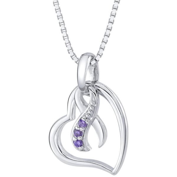 Peora Pancreatic Cancer Awareness Heart Pendant Necklace