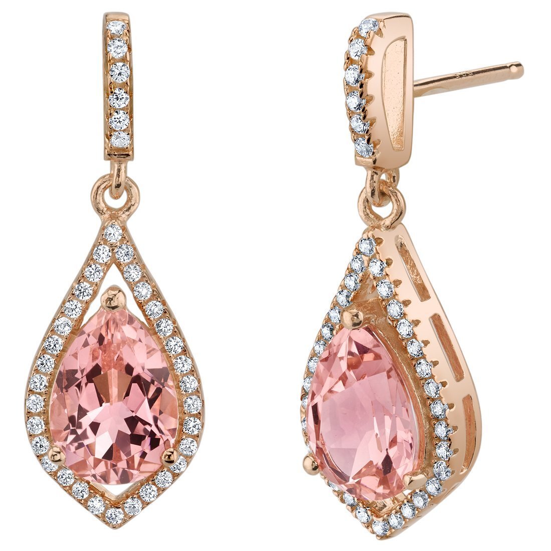 Peora Simulated Morganite Teardrop Earrings, Rose Gold-Tone