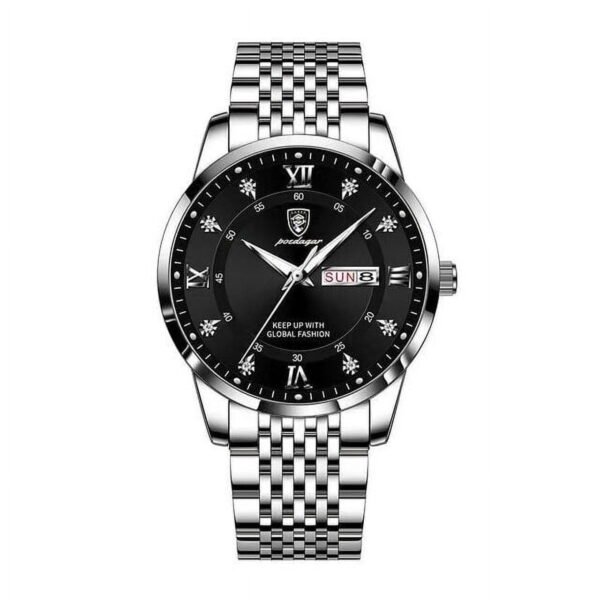 POEDAGAR Men's Blue Leather Strap Quartz Sport Watch