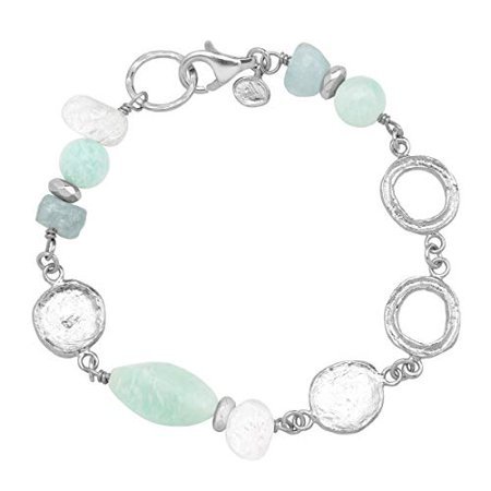 Silpada 'boardwalk' Natural Aquamarine Link Bracelet In Sterling Silver, 7.5"
