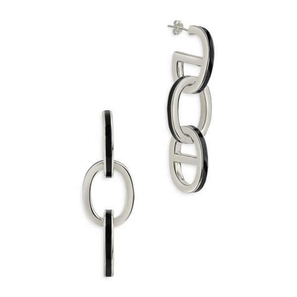 Sterling Forever Brynlee Black Enamel Drop Stud Earrings