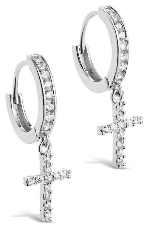 Sterling Forever Cross Hoop Earrings in Silver at Nordstrom