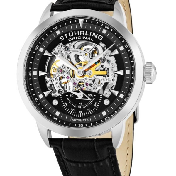 Stuhrling Original Executive Men's Automatic Skeleton Watch, Black