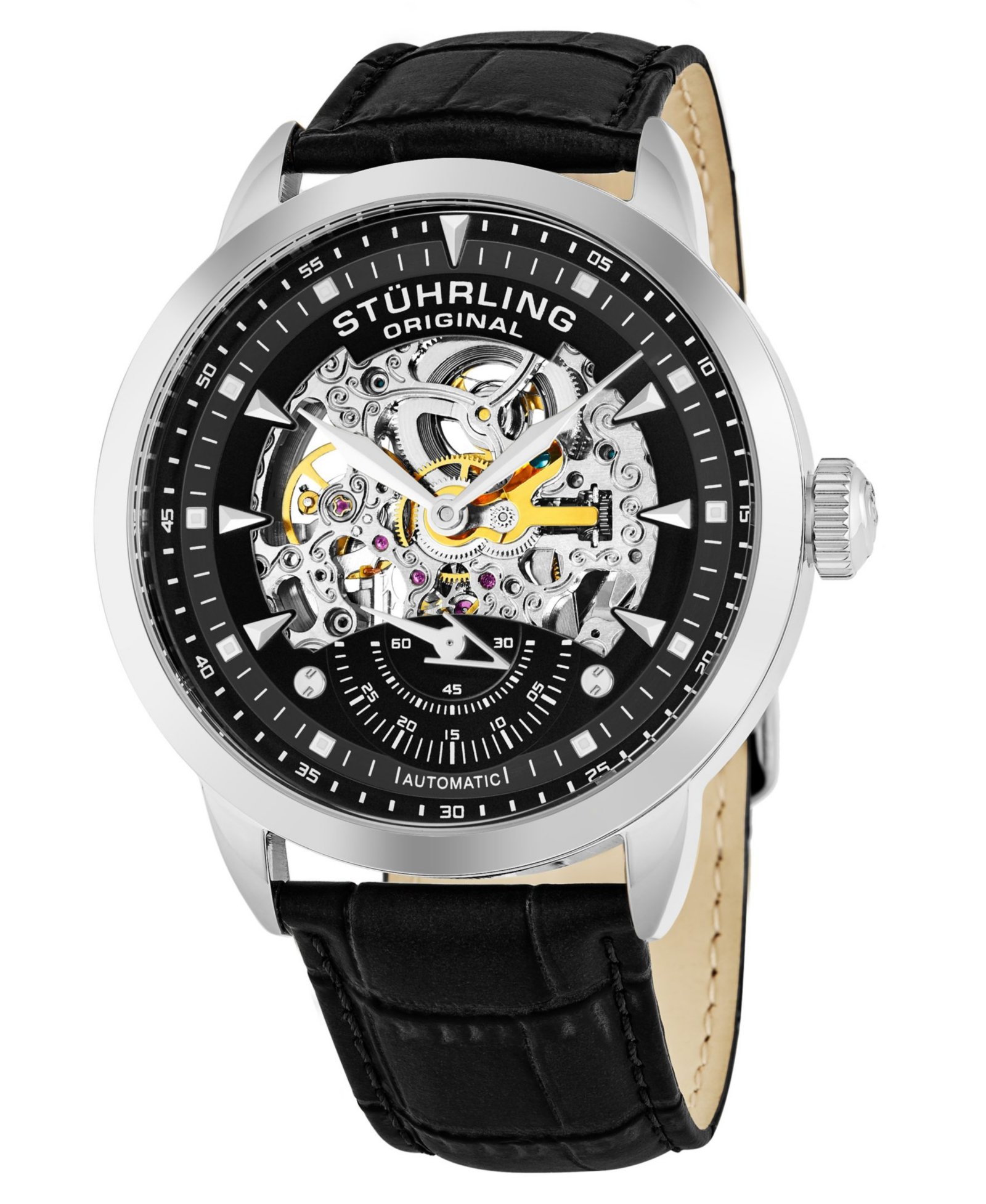 Stuhrling Original Executive Men's Automatic Skeleton Watch, Black