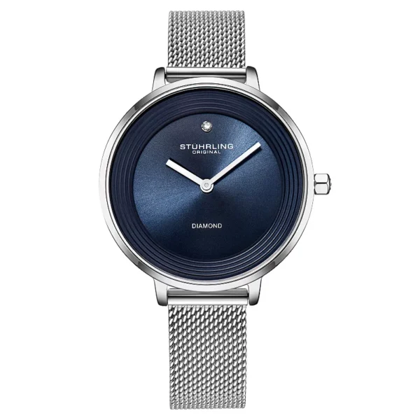 Stuhrling Women's Silver Tone Mesh Stainless Steel Bracelet Watch 37mm