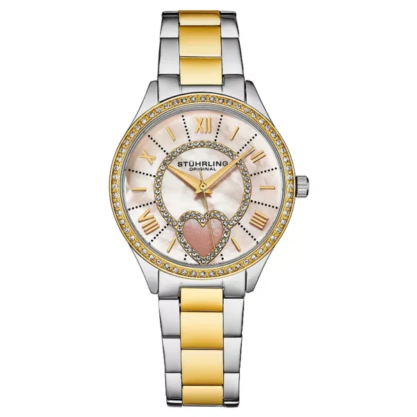 Stuhrling Women's Symphony Gold-Tone Stainless Steel , Mother of Pearl Dial , 45mm Round Watch